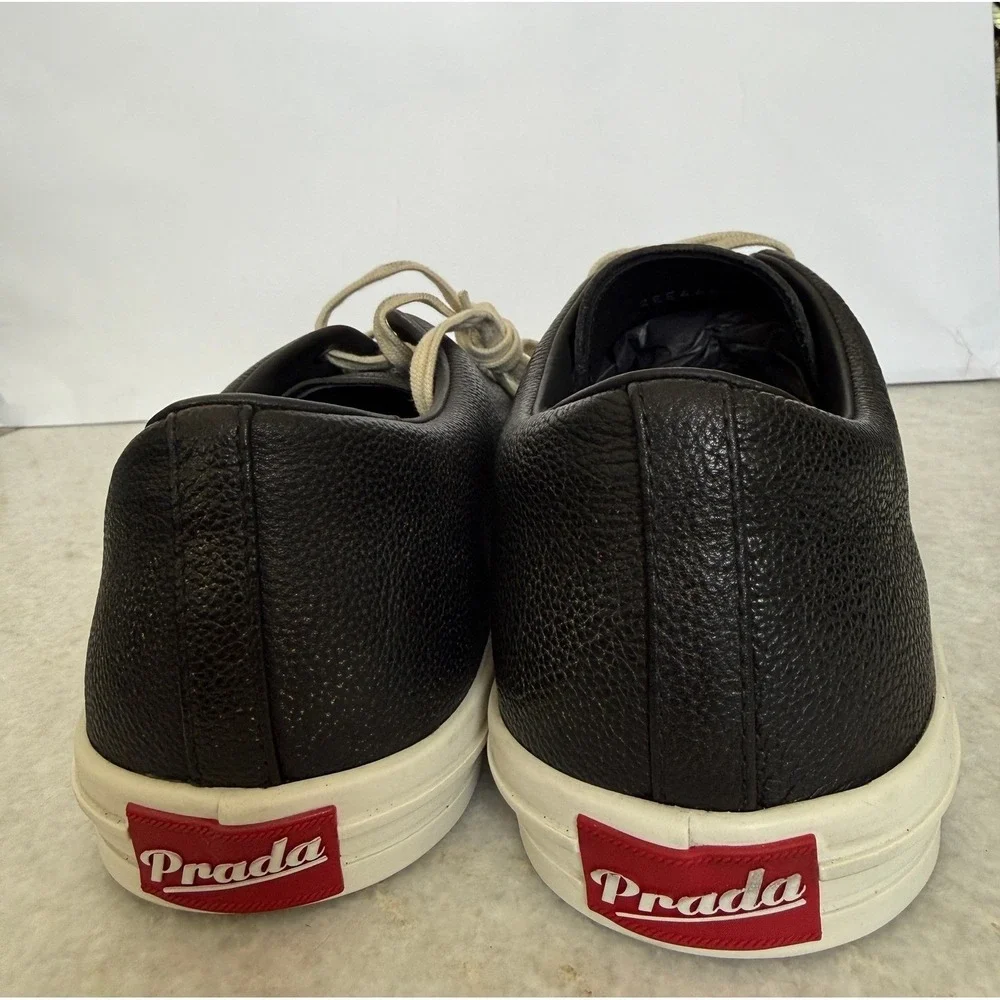 Prada 2EE448 Age Effect Men's Black Nappa Leather Sneakers Shoes, Size UK 8 - Picture 7 of 16